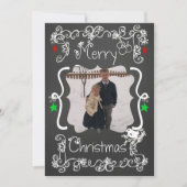 White Scroll Gepersonaliseerd Photo Holiday Card Feestdagenkaart (Voorkant)