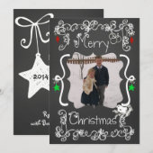 White Scroll Gepersonaliseerd Photo Holiday Card Feestdagenkaart (Voorkant / Achterkant)