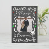 White Scroll Gepersonaliseerd Photo Holiday Card Feestdagenkaart (Staand voorkant)