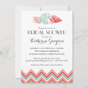 White Sea Shells Beach Bridal Shower Invitation Kaart