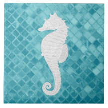 White Seahorse Aqua Zee Glass Patroon