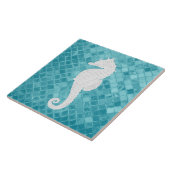 White Seahorse Aqua Zee Glass Patroon Tegeltje (Zijkant)