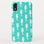 White Seahorse on Turquoise Case-Mate iPhone Case (Achterkant)