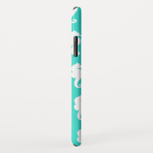 White Seahorse on Turquoise Case-Mate iPhone Case (Achterkant/rechts)