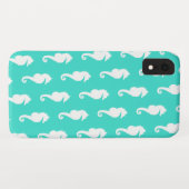 White Seahorse on Turquoise Case-Mate iPhone Case (Achterkant (horizontaal))