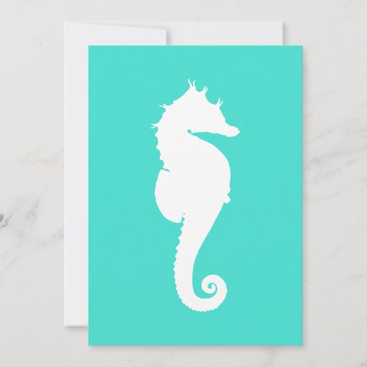 White Seahorse on Turquoise Kaart (Voorkant)