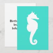 White Seahorse on Turquoise Kaart (Voorkant / Achterkant)