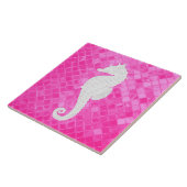 White Seahorse roze Zee Glass Patroon Tegeltje (Zijkant)