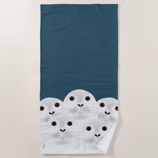 White Seals Beach Towel Strandlaken (Voorkant)