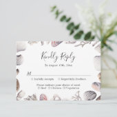 White Seashell Beach Zand Bestemming Bruiloft RSVP Kaartje (Staand voorkant)