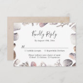 White Seashell Beach Zand Bestemming Bruiloft RSVP Kaartje (Voorkant / Achterkant)
