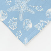 White Seashell Blue Beach Fleece Blanket Deken (Hoek)