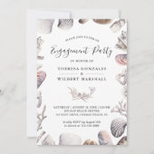White Seashell en Coral Beach Verlovingsfeest Kaart (Voorkant)