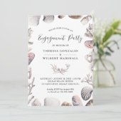 White Seashell en Coral Beach Verlovingsfeest Kaart (Staand voorkant)