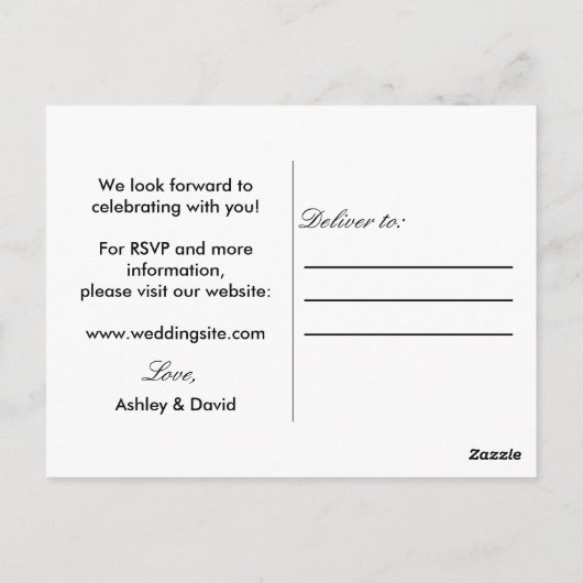 White Seashell Wedding Invitation Briefkaart (Achterkant)