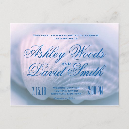 White Seashell Wedding Invitation Briefkaart (Voorkant)