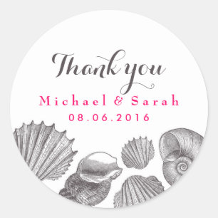 White Seashells Beach Wedding Bedankt Sticker