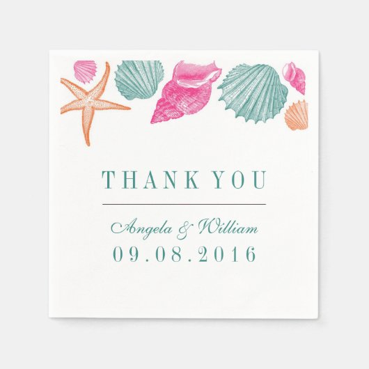 White Seashells Paper Napkin for Beach Wedding Servet (Voorkant)