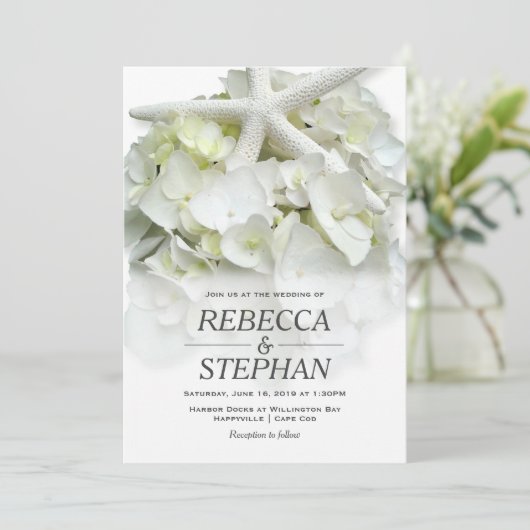 White Seaside Garden Casual Elegant Wedding Kaart (Staand voorkant)