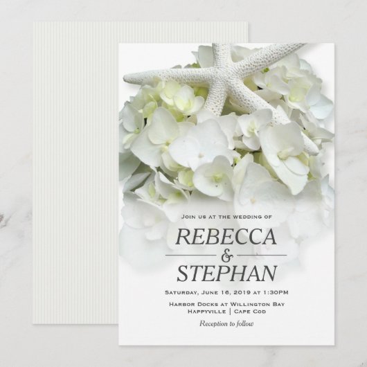 White Seaside Garden Casual Elegant Wedding Kaart (Voorkant / Achterkant)