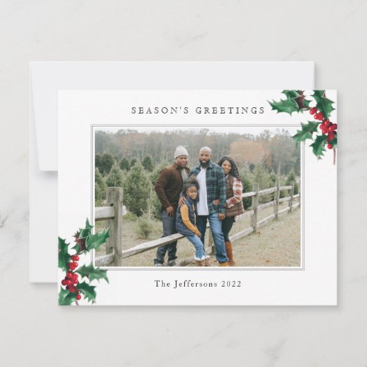 White Season's Greetings met kerstfoto's Feestdagenkaart (Voorkant)