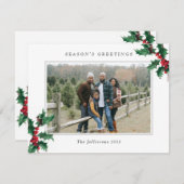 White Season's Greetings met kerstfoto's Feestdagenkaart (Voorkant / Achterkant)