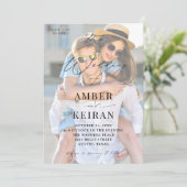 White Shades Photo Wedding Kaart (Staand voorkant)