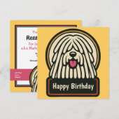 White Shaggy Dog verjaardagsfeestje Kaart (Voorkant / Achterkant)