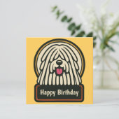 White Shaggy Dog verjaardagsfeestje Kaart (Staand voorkant)