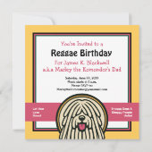 White Shaggy Dog verjaardagsfeestje Kaart (Achterkant)