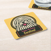 White Shaggy Dog verjaardagsfeestje Kartonnen Onderzetters (Schuin)