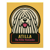 White Shaggy Dog verjaardagsfeestje Perfect Poster (Voorkant)