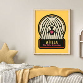 White Shaggy Dog verjaardagsfeestje Perfect Poster