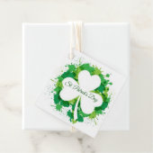 White Shamrock met Green Spletters Bedankjes Labels (In situ)