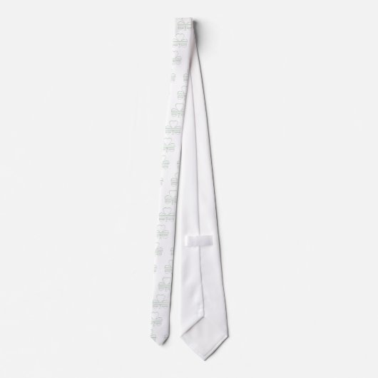 White Shamrock met Horizontale Stripes en Green F Stropdas (Achterkant)