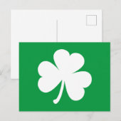 White Shamrock on Irish Green St Patrick's Day Briefkaart (Voorkant / Achterkant)