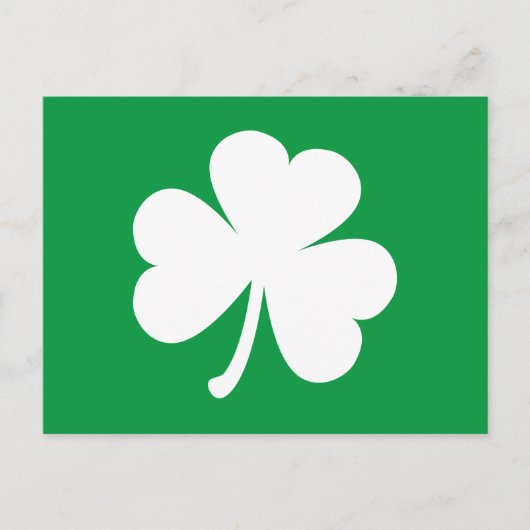 White Shamrock on Irish Green St Patrick's Day Briefkaart (Voorkant)
