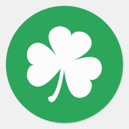 White Shamrock on Irish Green St Patrick's Day Ronde Sticker
