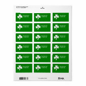 White Shamrock St. Patrick's Day Ierse Succes Etiket (Full Sheet)