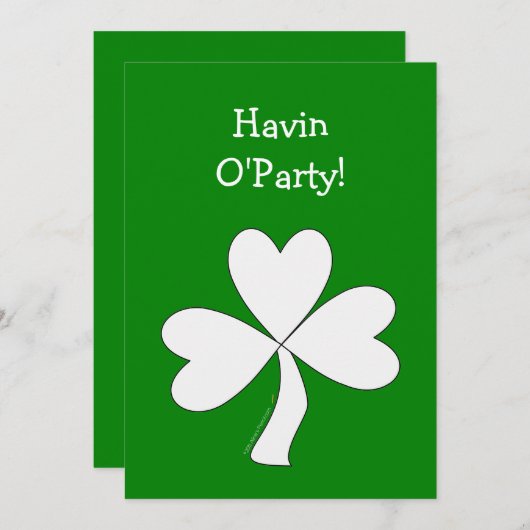 White Shamrock St. Patrick's Day Irish Good Luck Kaart (Voorkant / Achterkant)