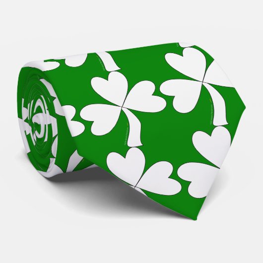 White Shamrock St. Patrick's Day Irish Good Luck Stropdas (Opgerold)