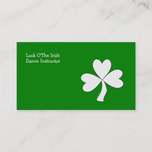 White Shamrock St. Patrick's Day Irish Good Luck Visitekaartje (Voorkant)