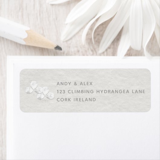 White Shamrock Wedding Return Address Envelope Etiket (Insitu)