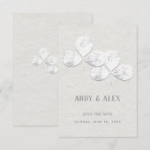 White Shamrock Wedding Save the Date Kaart (Voorkant / Achterkant)