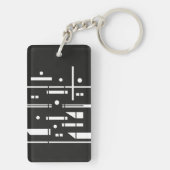 White Shapes on a Black Background Sleutelhanger (achterkant)