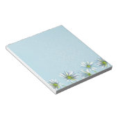 White Shasta Daisy Flower Border Pastel Blue Notitieblok (Schuin)