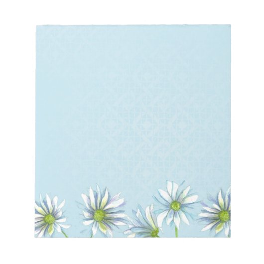 White Shasta Daisy Flower Border Pastel Blue Notitieblok (Voorkant)