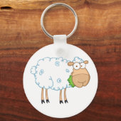 White Sheep Cartoon Character Sleutelhanger (Voorkant)