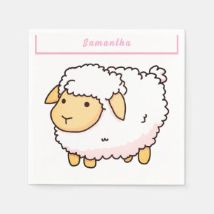 White Sheep Schattige licht gepersonaliseerd Servet