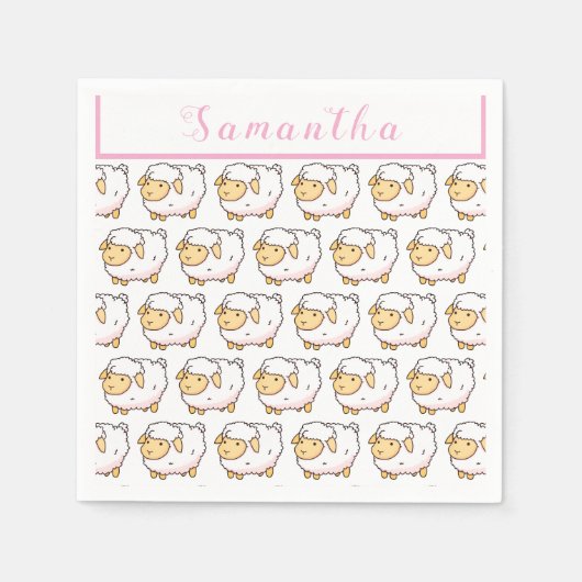 White Sheep Schattige licht gepersonaliseerd Servet (Voorkant)